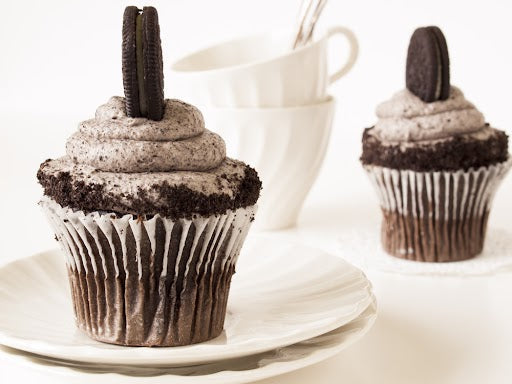 Cookies and cream protein cupcakes with frosting