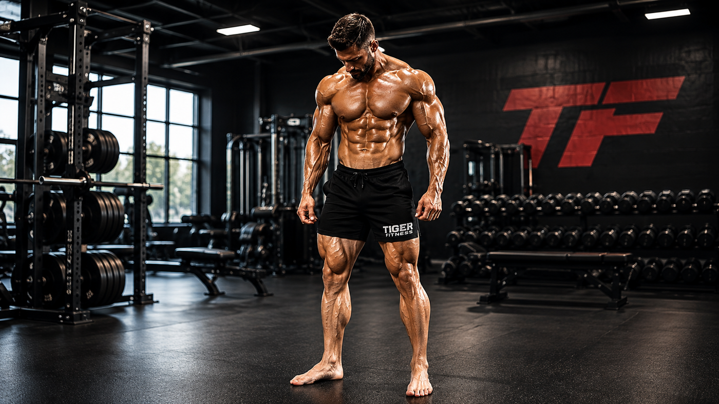Cinematic Tiger Fitness Bodybuilder Pose