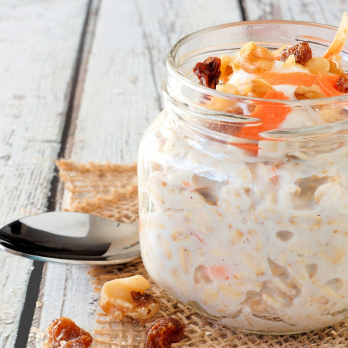 Jar of overnight oats with tips and recipes