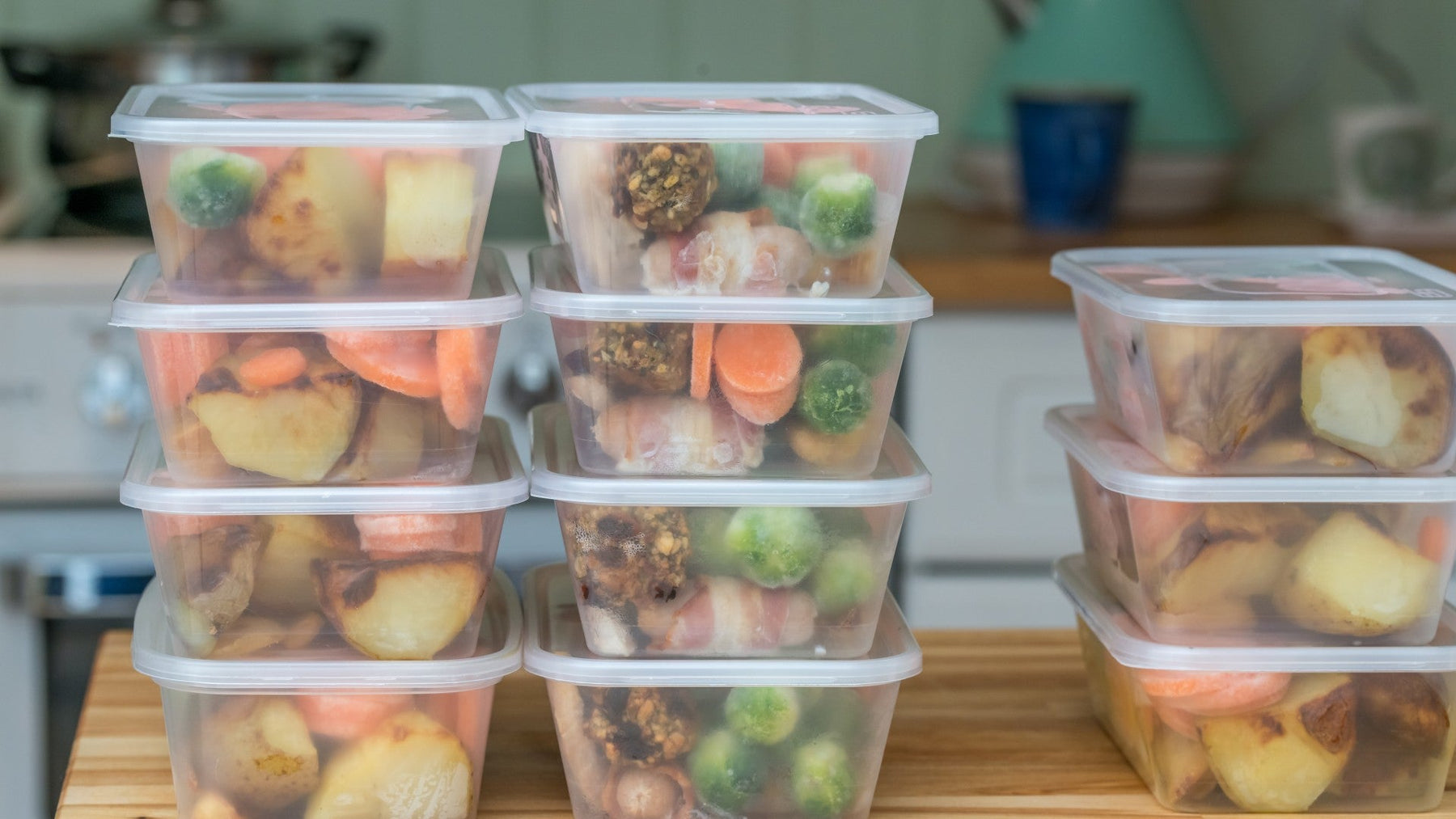 Meal prep containers showing tips for easy meal prep