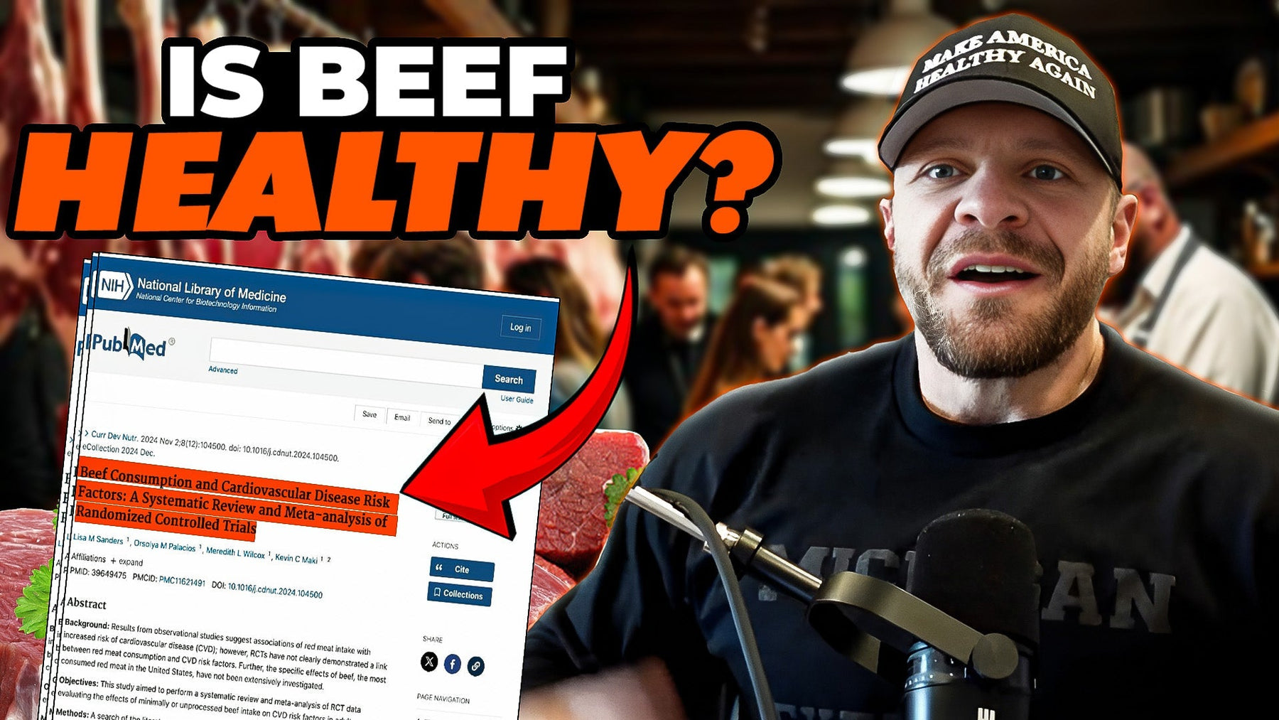 Cut of beef showing a science-backed nutrition breakdown
