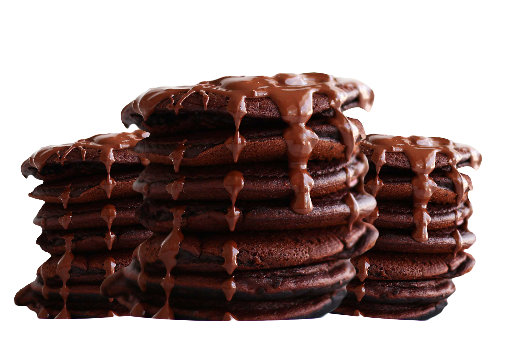 Stack of chocolate peanut butter protein pancakes