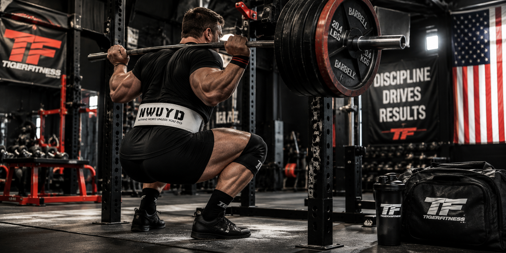 Cinematic Powerlifting Squat in Industrial Gym