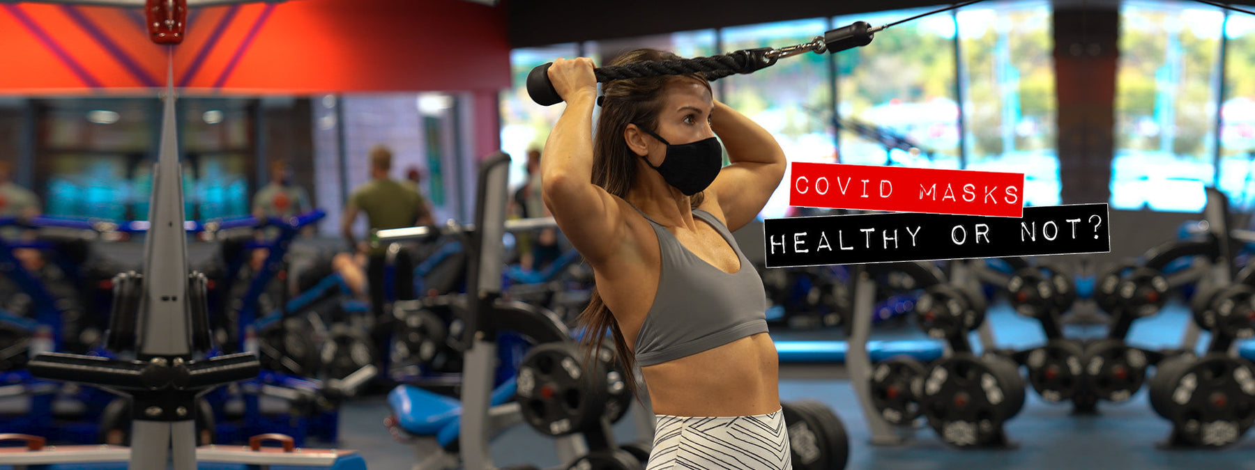 Person training in a mask during the COVID pandemic