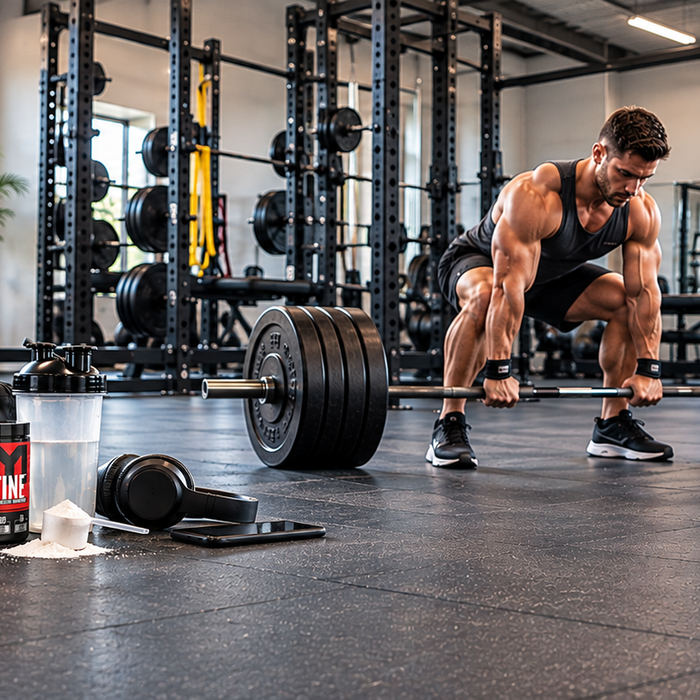 Focused Deadlift in a Modern Gym