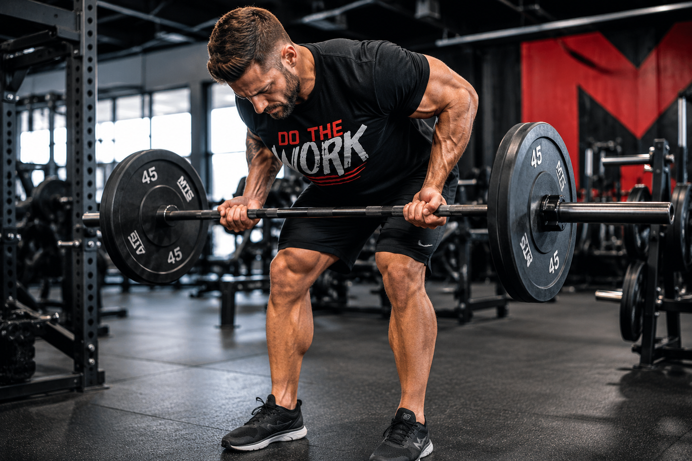 Focused Barbell Row in the Gym