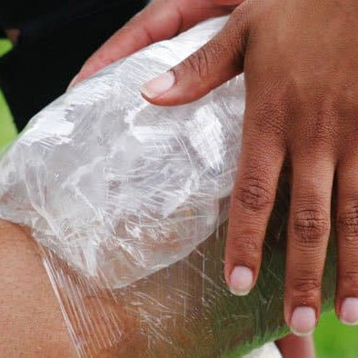 Ice packs used to treat a workout injury