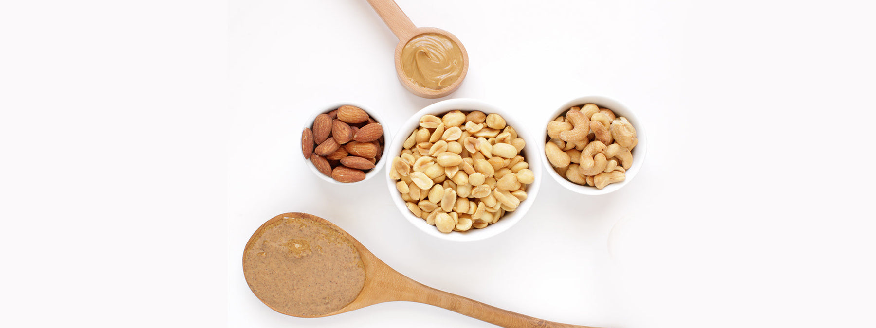 Assortment of nut butters showing protein and nutrition breakdown