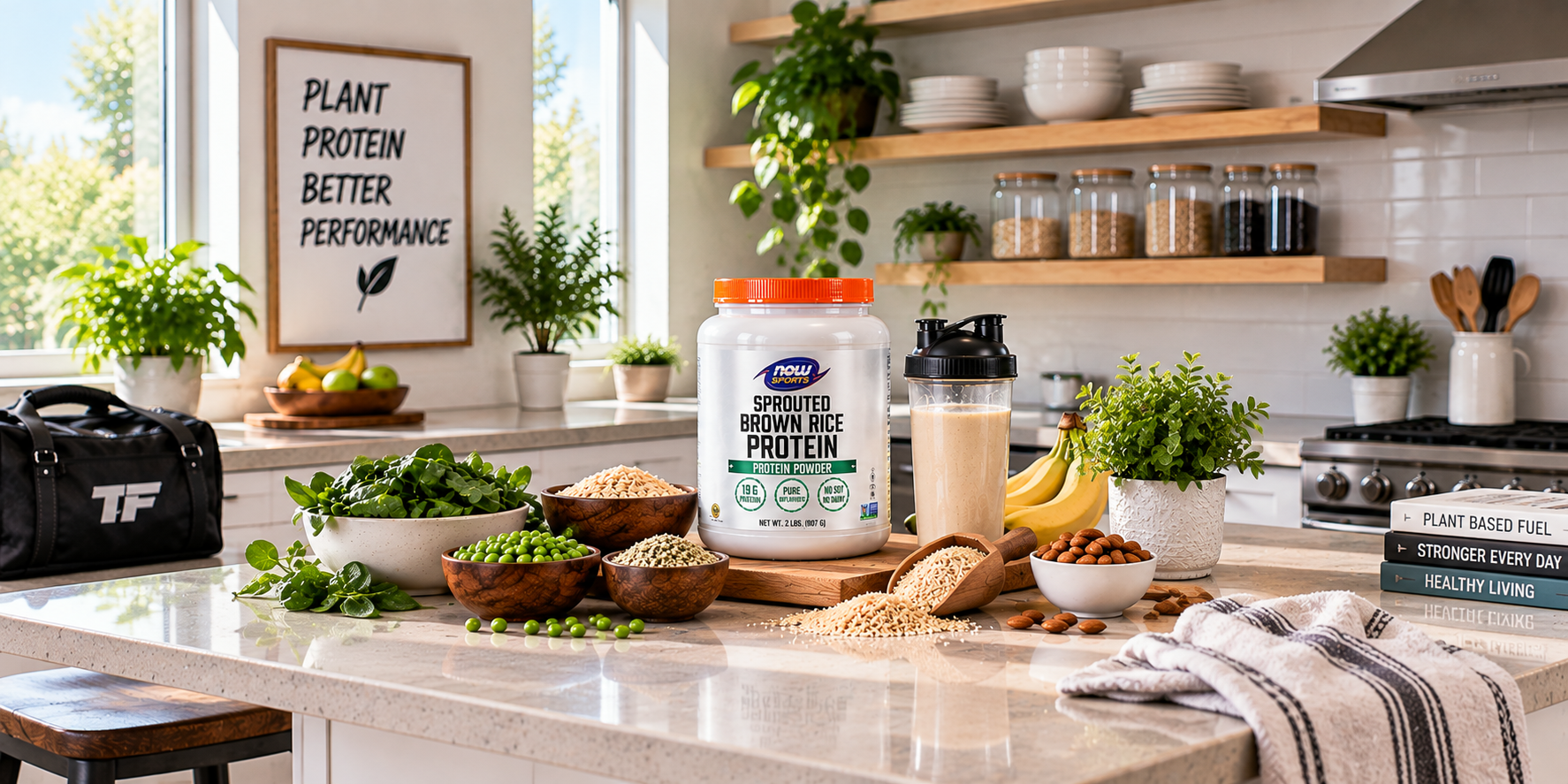 NOW Sports Sprouted Brown Rice Protein with plant-based protein sources