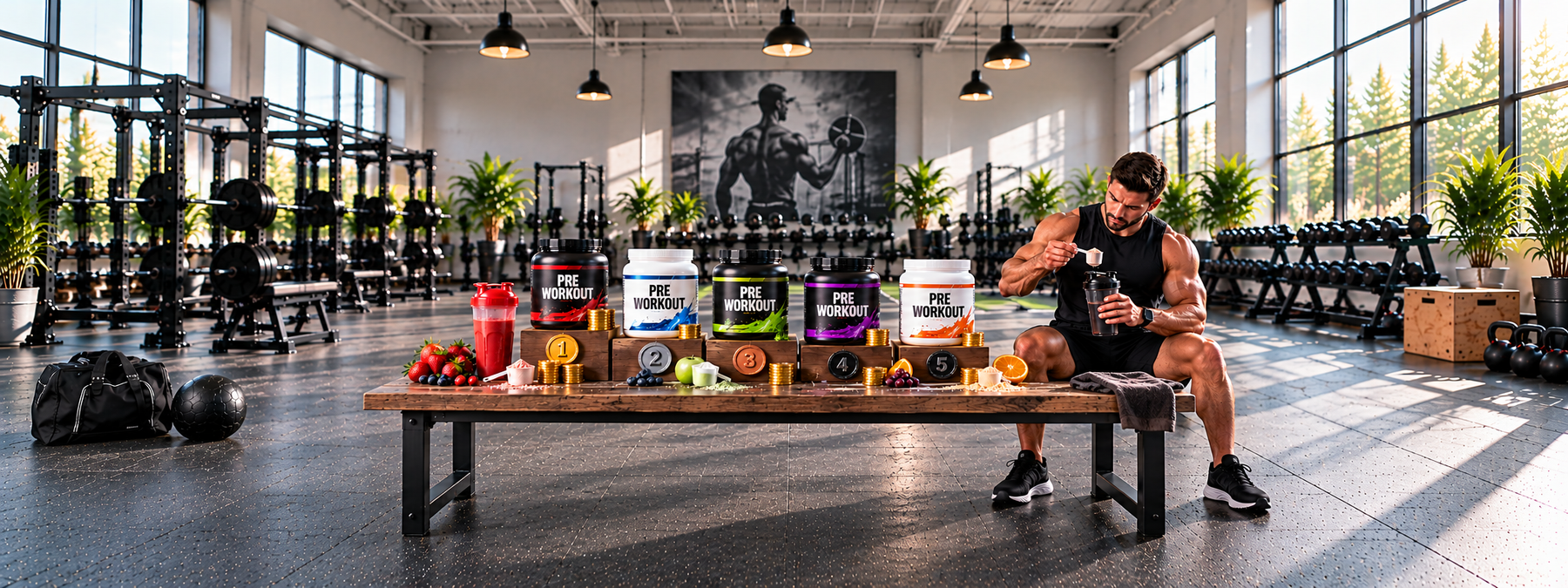 Pre-Workout Showdown in a Sunlit Gym