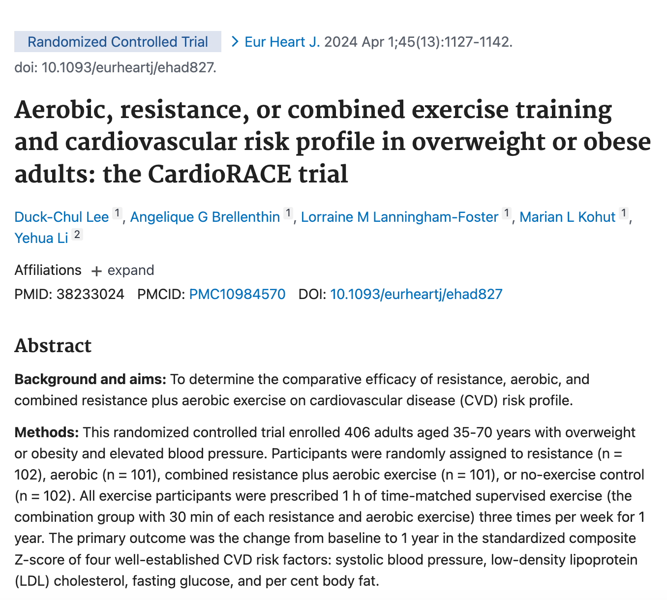 Study comparison chart showing weightlifting versus cardio for fat loss results