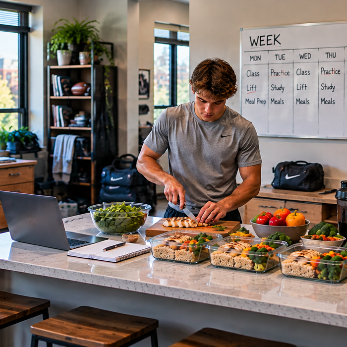 Student Athlete Meal Prep in Dorm Kitchen