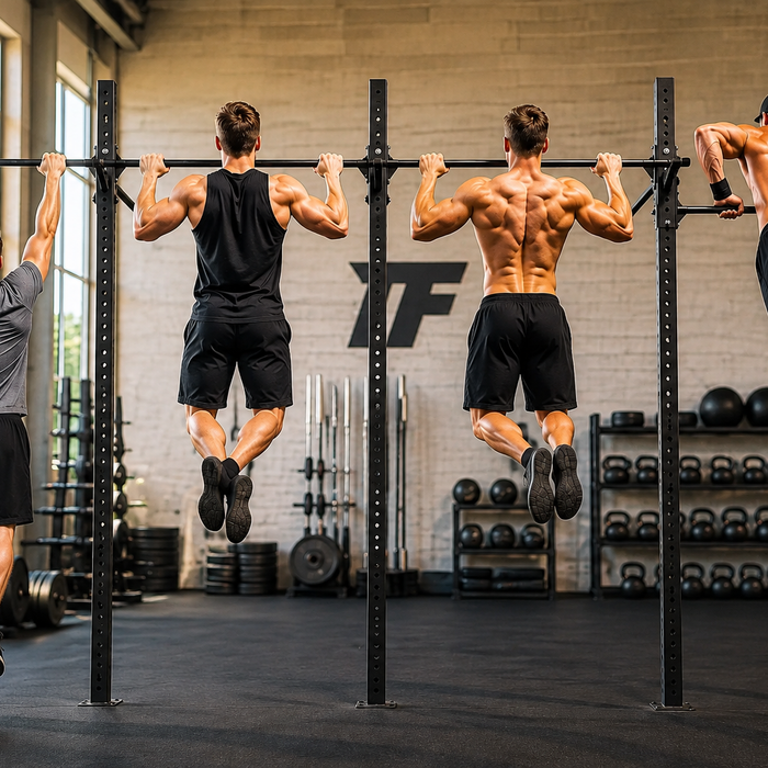 Pull-up progression showing beginner to advanced stages of a pull-up workout program