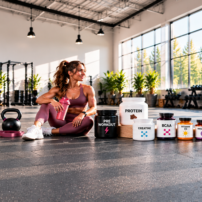 Sunlit Gym Fitness Supplement Scene