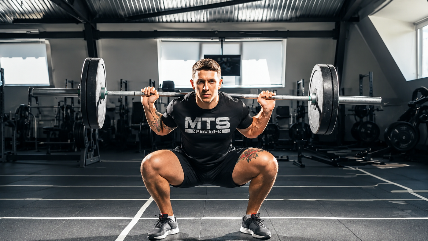 Intense Deep Squat in Modern Gym MTS 
