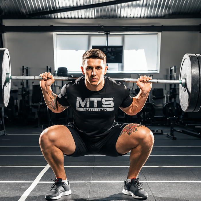 Intense Deep Squat in Modern Gym MTS 