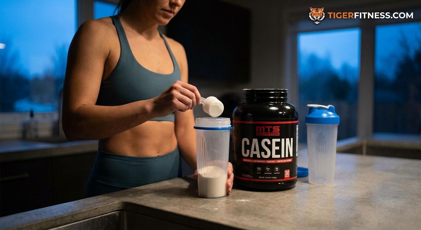 Casein protein powder for overnight muscle recovery