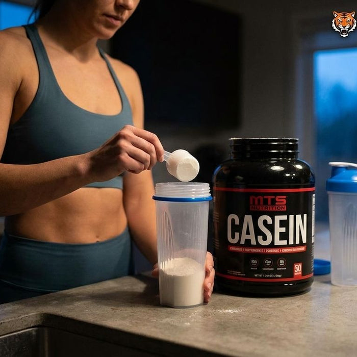 Casein protein powder for overnight muscle recovery