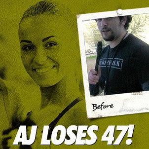 AJ Gonzalez before and after losing 47 pounds