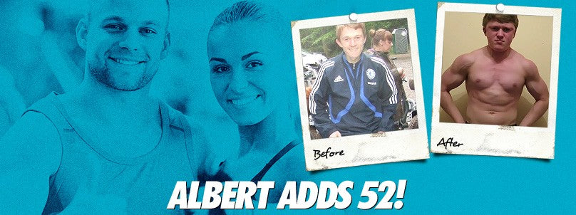 Albert Aldridge before and after packing on 52 pounds