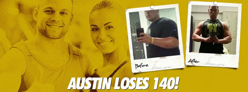Austin Pfefferle before and after losing 140 pounds