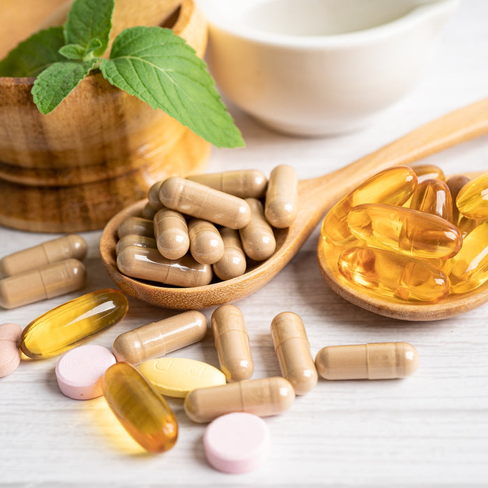 Herbal supplements and alternative medicine on display