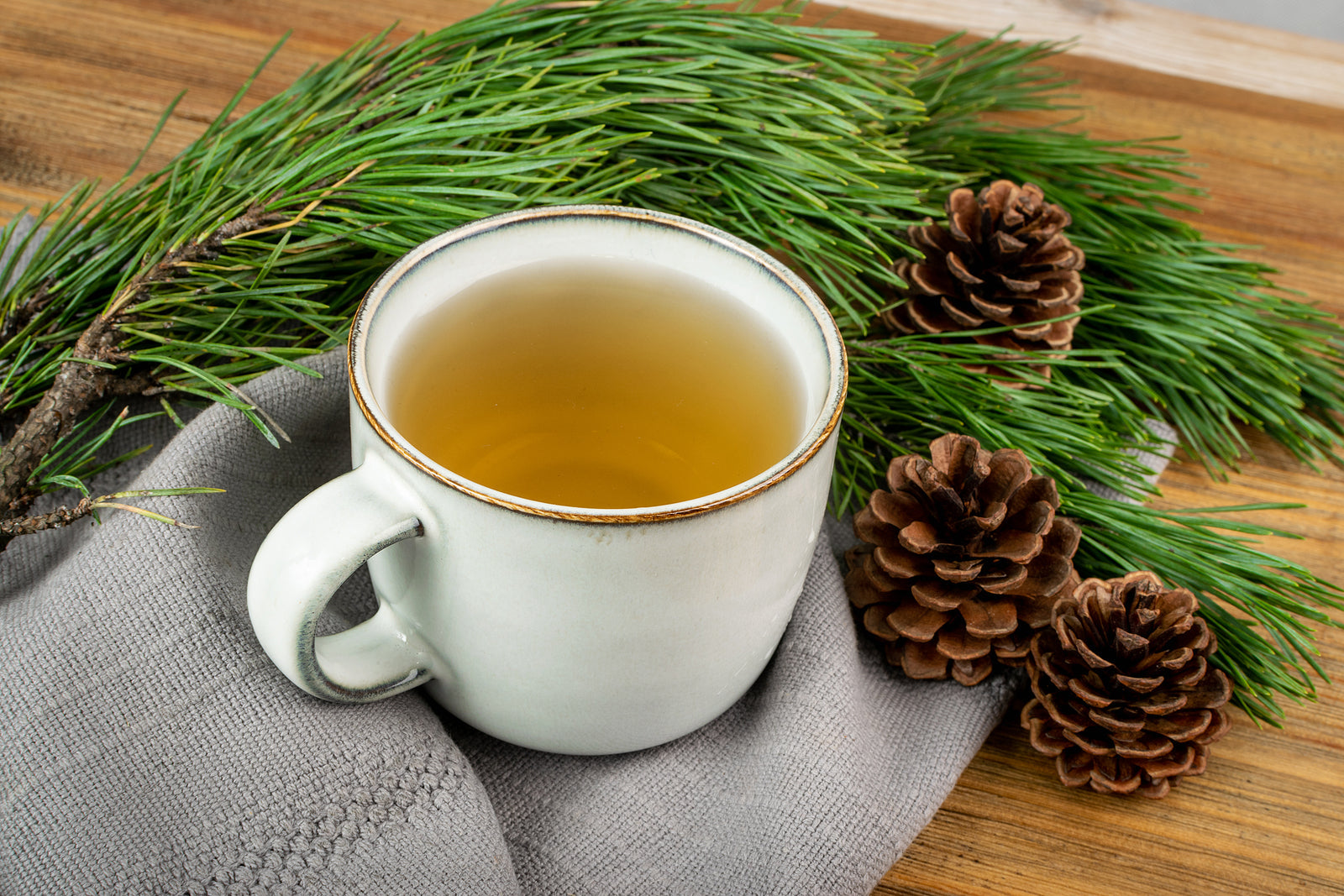 Cup of pine needle tea for winter health