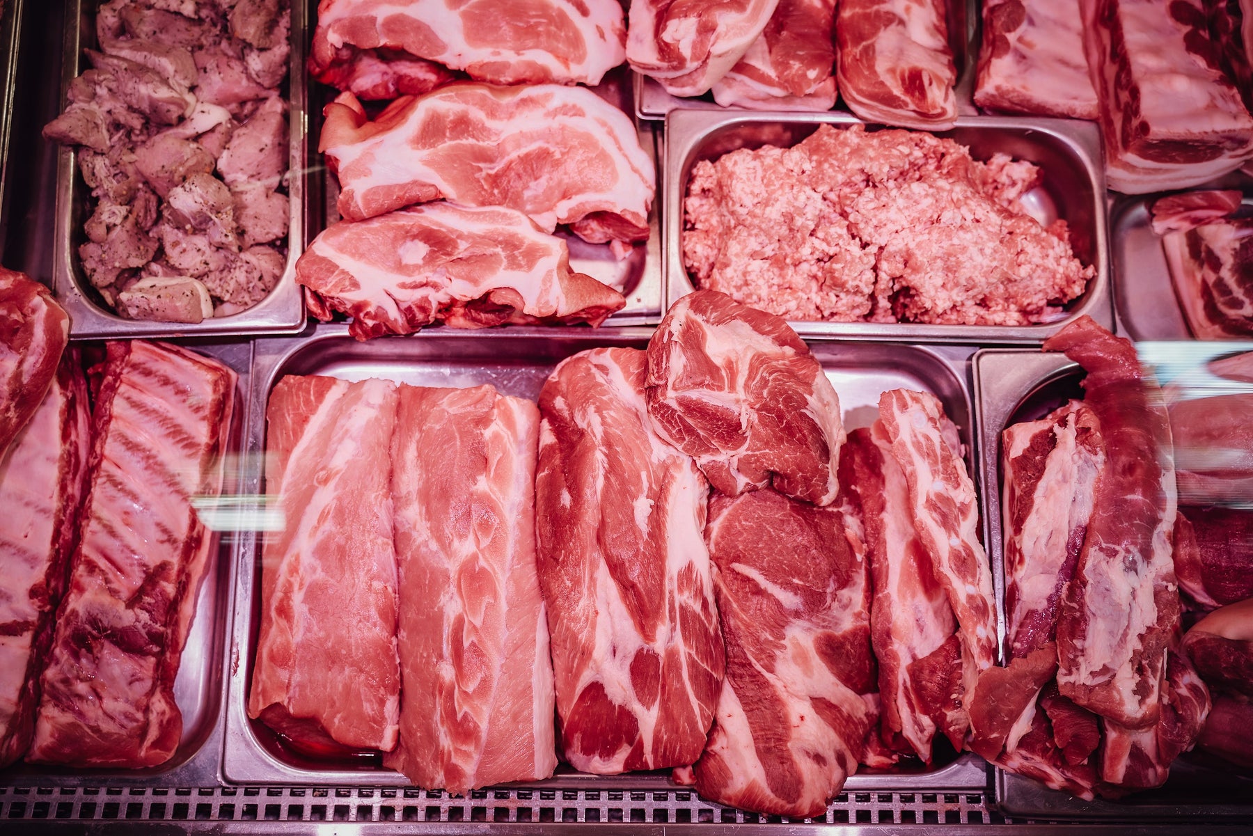 Raw meat display illustrating testosterone boosters and protein levels