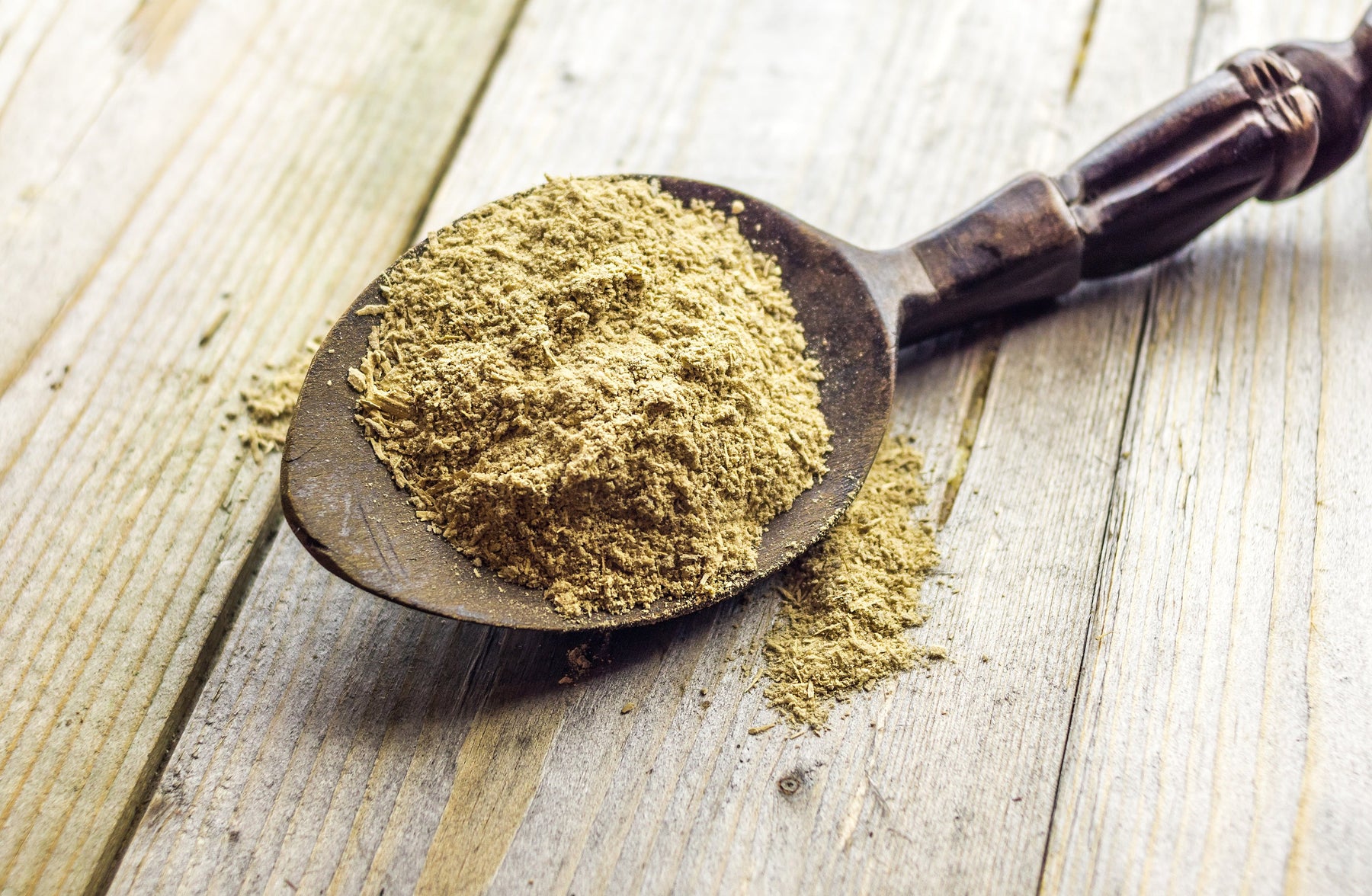 Spoon holding kava kava root powder