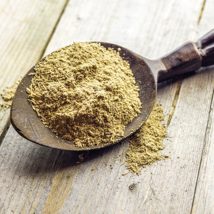 Spoon holding kava kava root powder