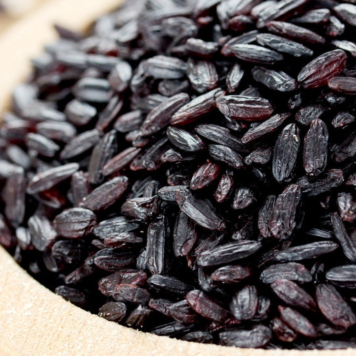 Bowl of black rice as a superfood option