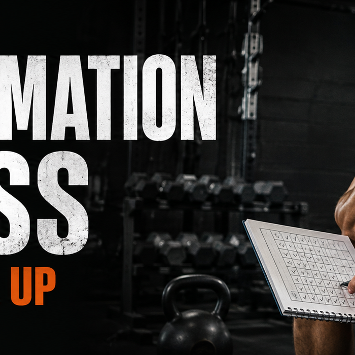 Athlete reviewing a training checklist with text Transformation Success – 5 Ways to Level Up