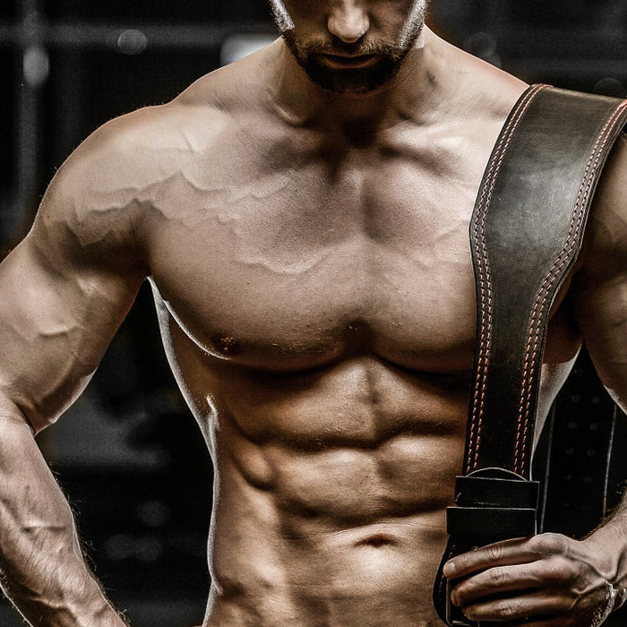 Bodybuilder training with passion and intensity