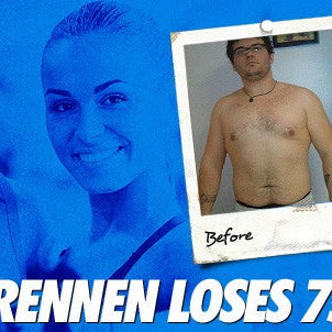 Brennen Bollinger before and after losing 75 pounds