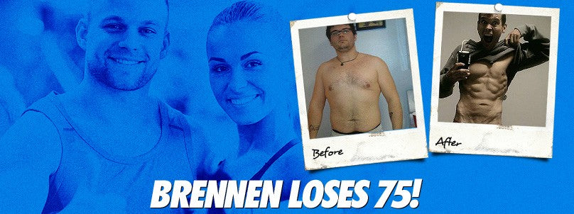 Brennen Bollinger before and after losing 75 pounds