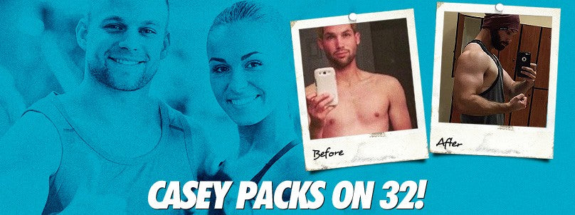 Casey Walker before and after packing on 32 pounds of muscle