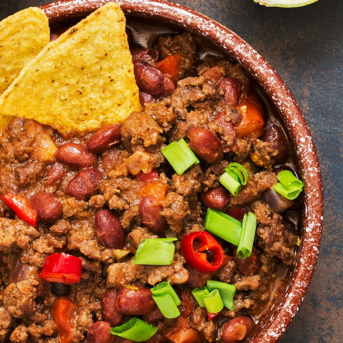Bowl of muscle building turkey chili