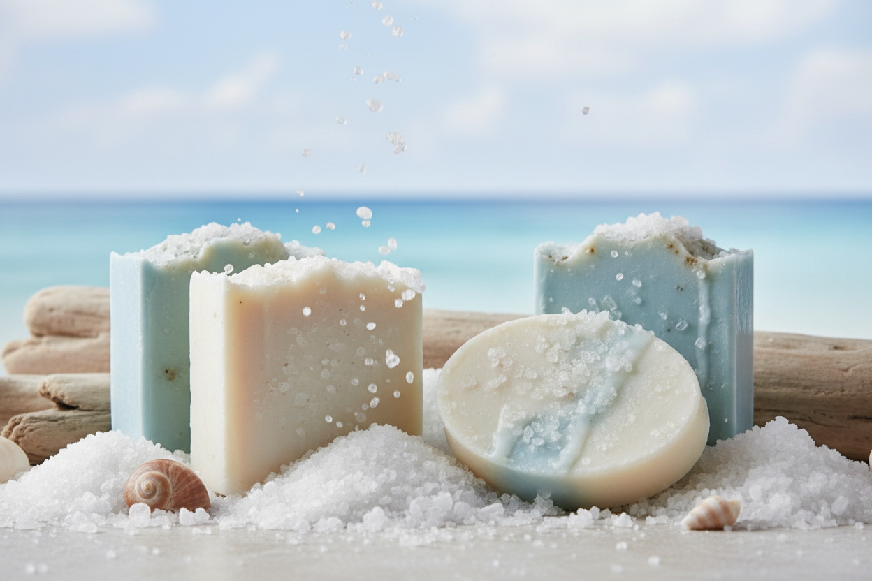 Bar of sea salt soap and its skin benefits