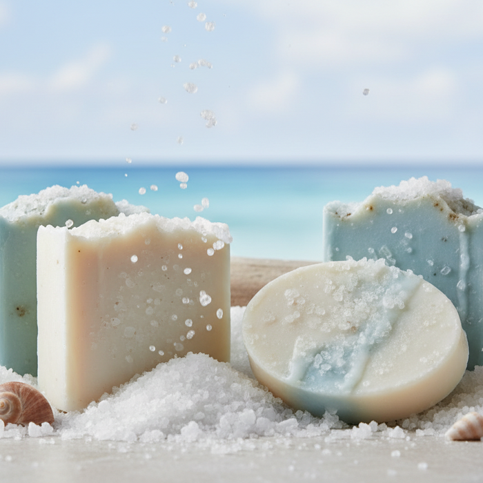 Bar of sea salt soap and its skin benefits