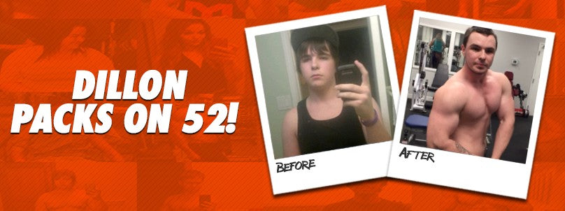 Dillon Fitzgerald before and after packing on 52 pounds