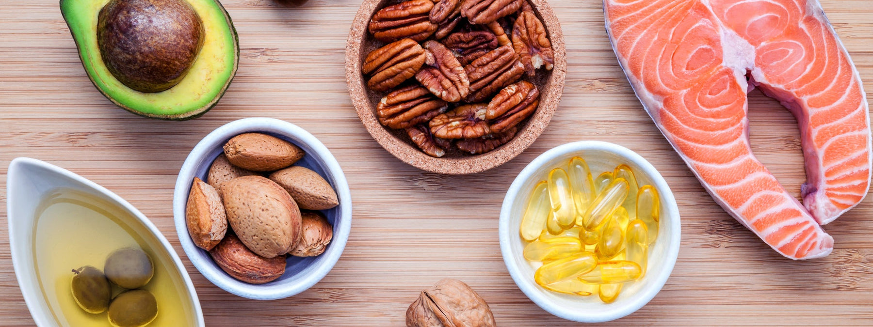 Assortment of healthy fat food sources