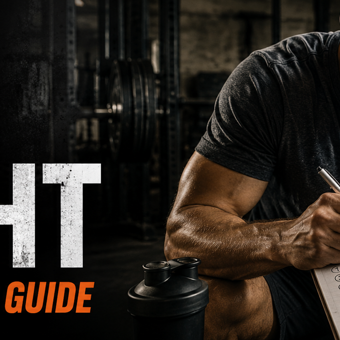 Athlete writing a seven-step plan with text Lose Weight – The Honest 7-Step Guide