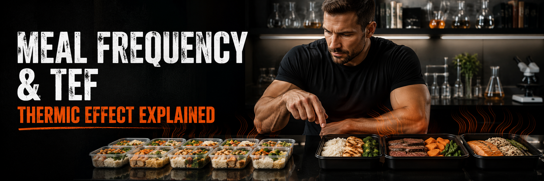 Athlete comparing different meal frequencies with text Meal Frequency and TEF – Thermic Effect Explained