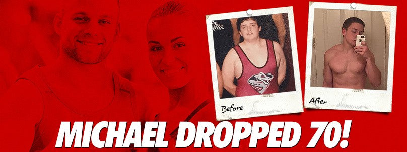 Michael Montalbano before and after dropping 70 pounds in a year