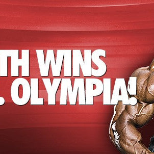 Bodybuilder Phil Heath winning his fifth Mr. Olympia title in 2015