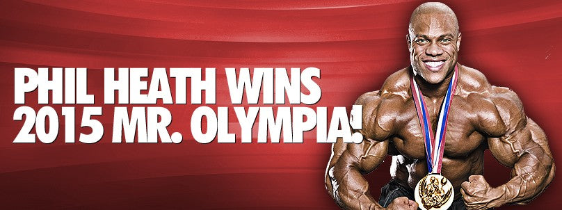 Bodybuilder Phil Heath winning his fifth Mr. Olympia title in 2015