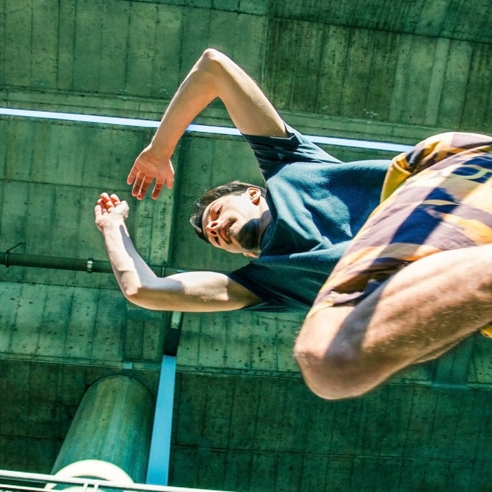 Athlete performing a parkour move