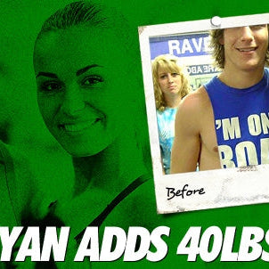 Ryan Broton before and after bulking up by 40 pounds