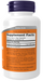 NOW Foods L-Arginine 500 mg, 100 Veg Capsules, right side panel