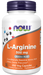 NOW Foods L-Arginine 500 mg, 250 Veg Capsules, front of bottle